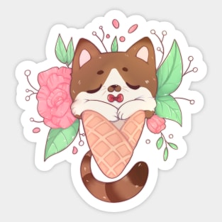 Gentle cat ice cream Sticker